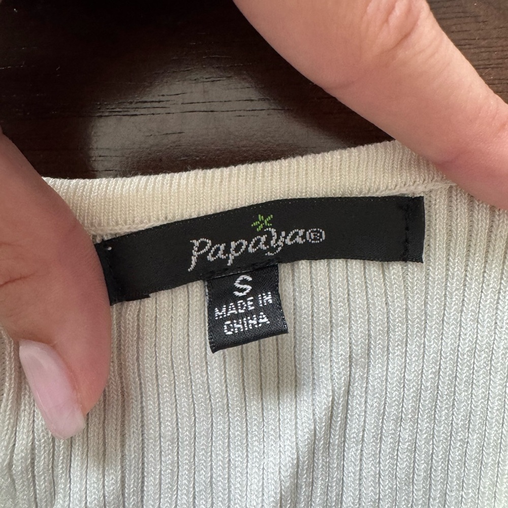Papaya Cream Ribbed Button-Front Tank Top - Picture 4 of 4